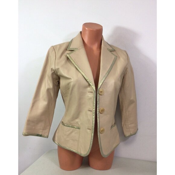 Margaret Godfrey Leather Jacket Blazer Womens 6 - Picture 1 of 8